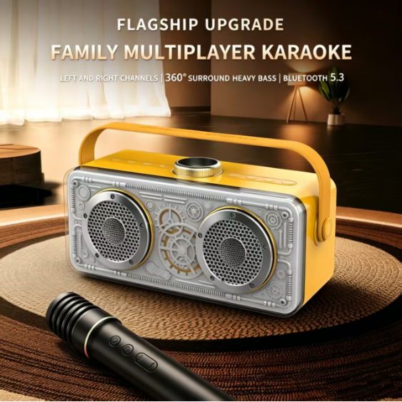 T3202 Portable Bluetooth Karaoke Speaker – 120W, Dual Wireless Mics