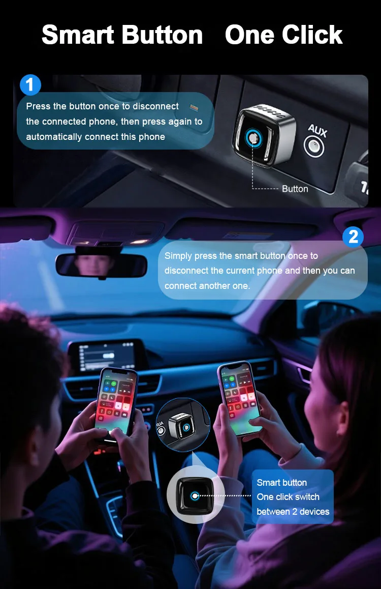 Wireless CarPlay & Android Auto Adapter – Wired-to-Wireless, Plug & Play