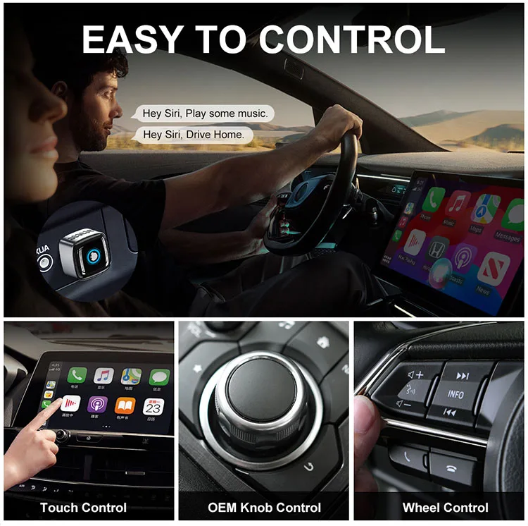 Wireless CarPlay & Android Auto Adapter – Wired-to-Wireless, Plug & Play
