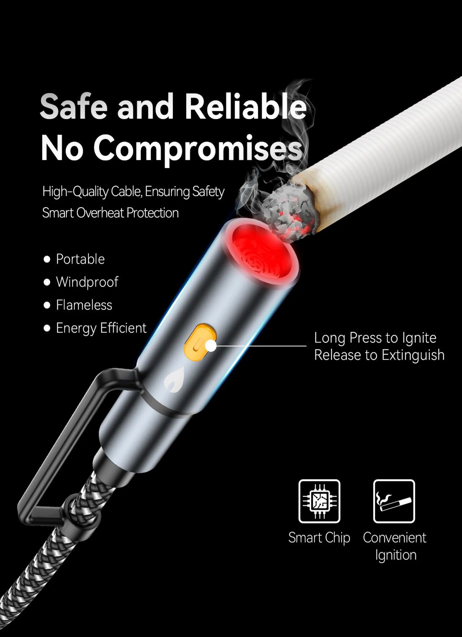 60W Outdoor Multi-Function Fast Charging Cable – 6-in-1 USB-A/Type-C/Lightning, LED Flashlight & SOS