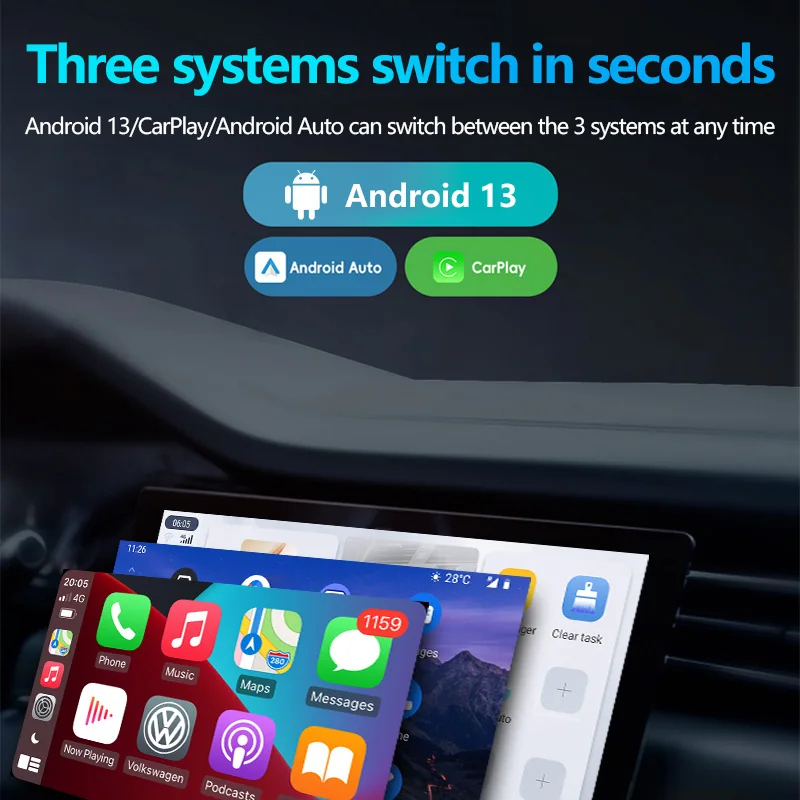 GT6PRO CarPlay AI Box – Android 13, Qualcomm 6125 Octa-Core, 4G, HDMI In/Out, Wireless CarPlay & Android Auto
