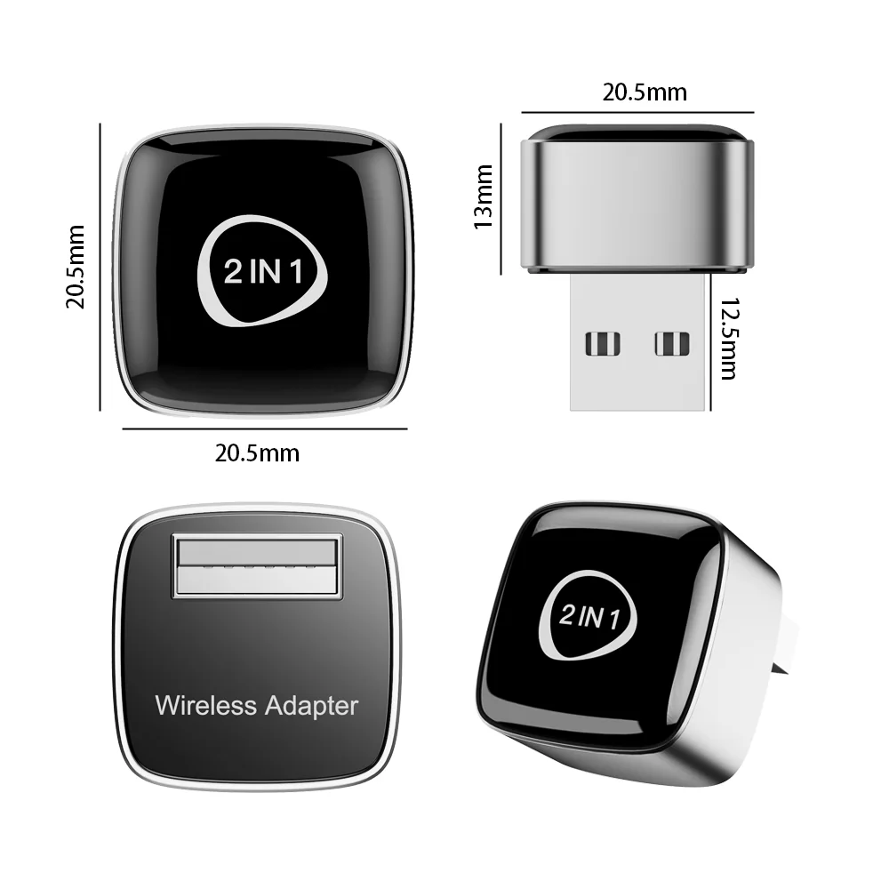 M5 Wired-to-Wireless CarPlay & Android Auto Adapter – Plug & Play, Auto-Connect, Firmware Update