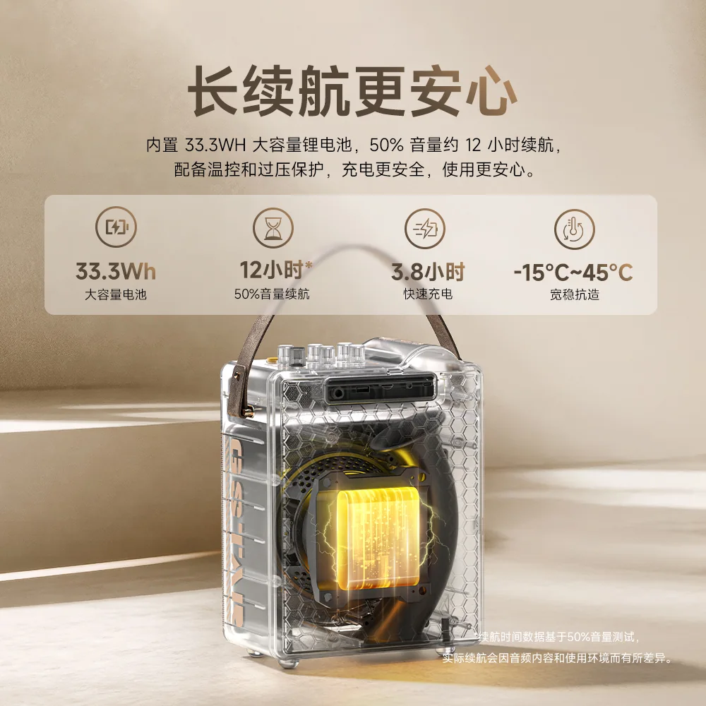 N6L Portable Karaoke Bluetooth Speaker – Dual Wireless Mic, 6.25" Woofer, RGB Light Ring, 12-Hour Battery